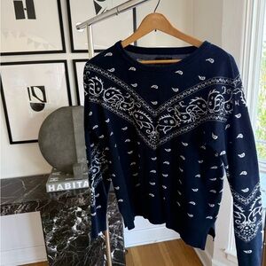 Lucky Brand Navy and White Knit Pullover